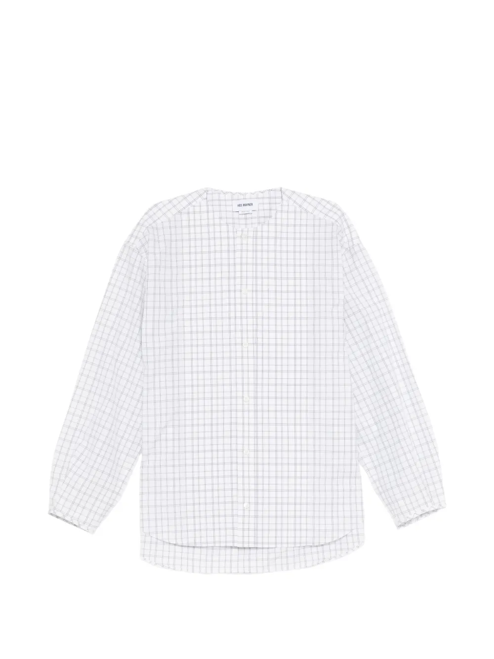 Hed Mayner Check-pattern Collarless Shirt In White