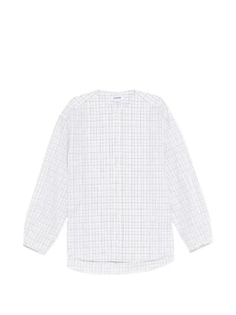Hed Mayner check-pattern collarless shirt