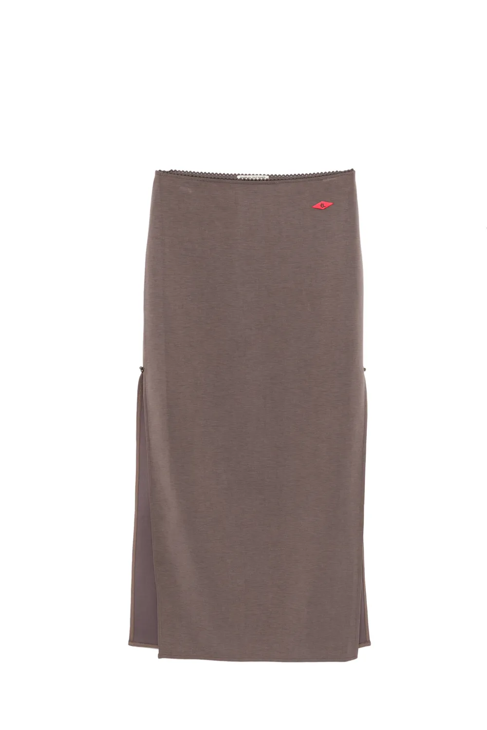 Samuel Gui Yang Logo-patch Side-slit Skirt In Gray