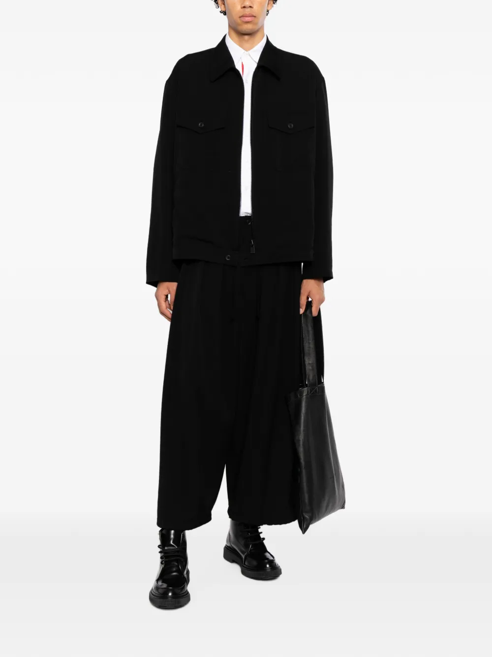 Yohji Yamamoto zip-up shirt jacket - Nero