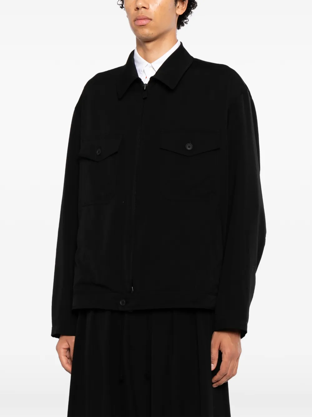 Yohji Yamamoto Shirtjack met rits Zwart