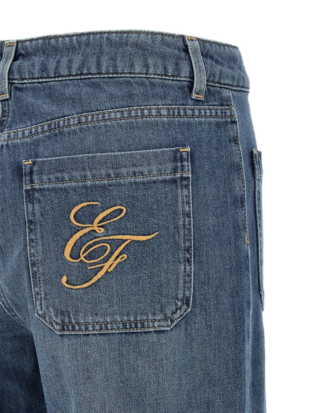 Elisabetta Franchi Jeans met opgestikte zak en geborduurd logo Blauw