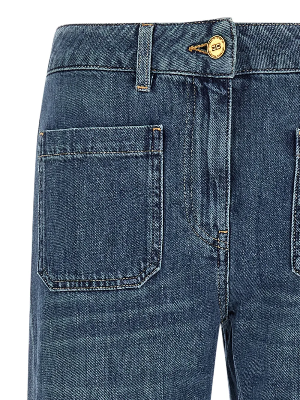 Elisabetta Franchi Jeans met opgestikte zak en geborduurd logo Blauw