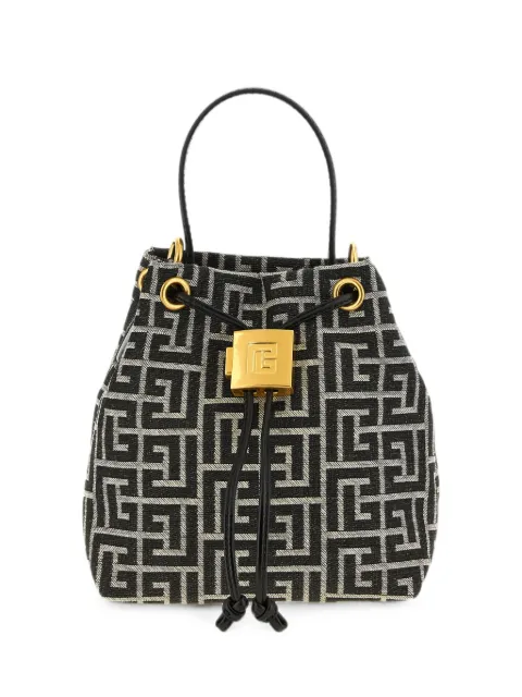 Balmain bucket-taske i jacquard med monogram