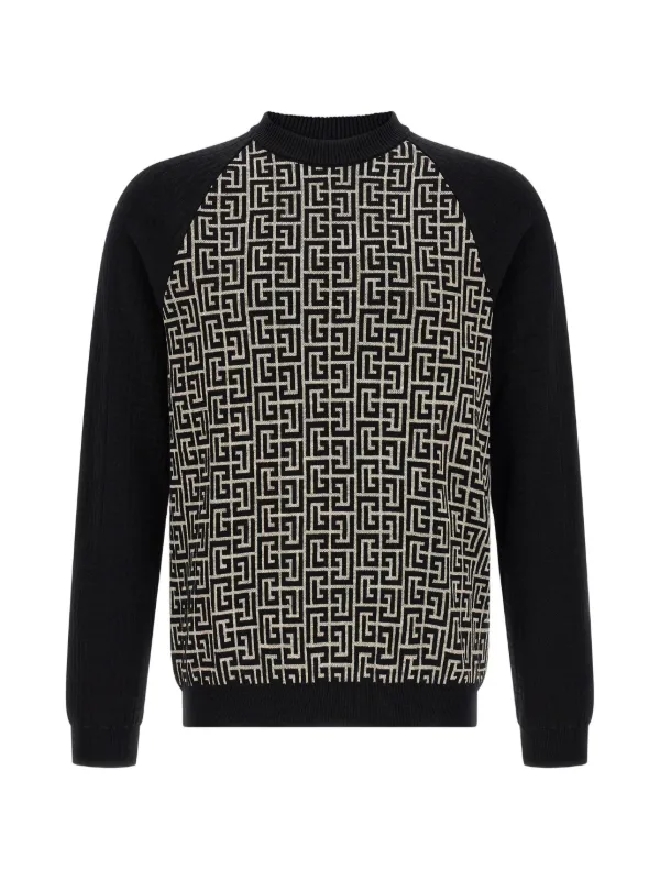 BALMAIN ニットセーター Balmain PB Monogram Jacquard Sweater | Black | FARFETCH