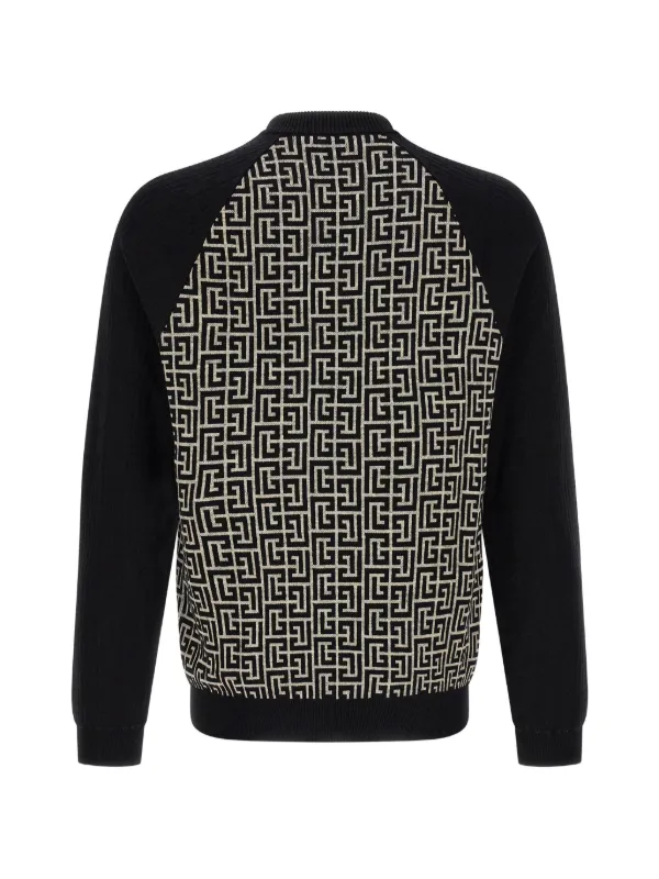 Balmain PB Monogram Jacquard Sweater | Black | FARFETCH