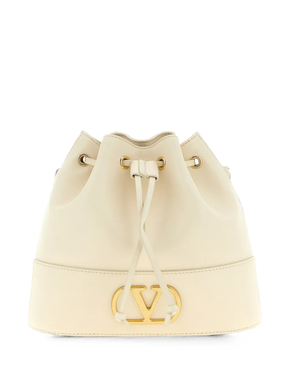 Valentino Garavani mini Vlogo Signature bucket bag in nappa leather - Nude