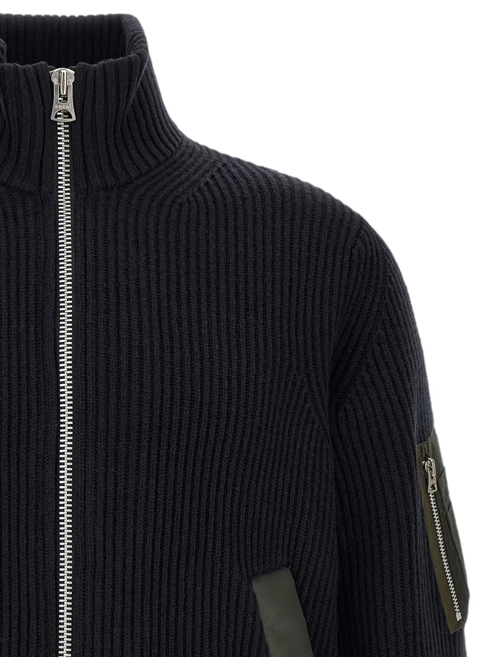 sacai Ribgebreid vest Blauw