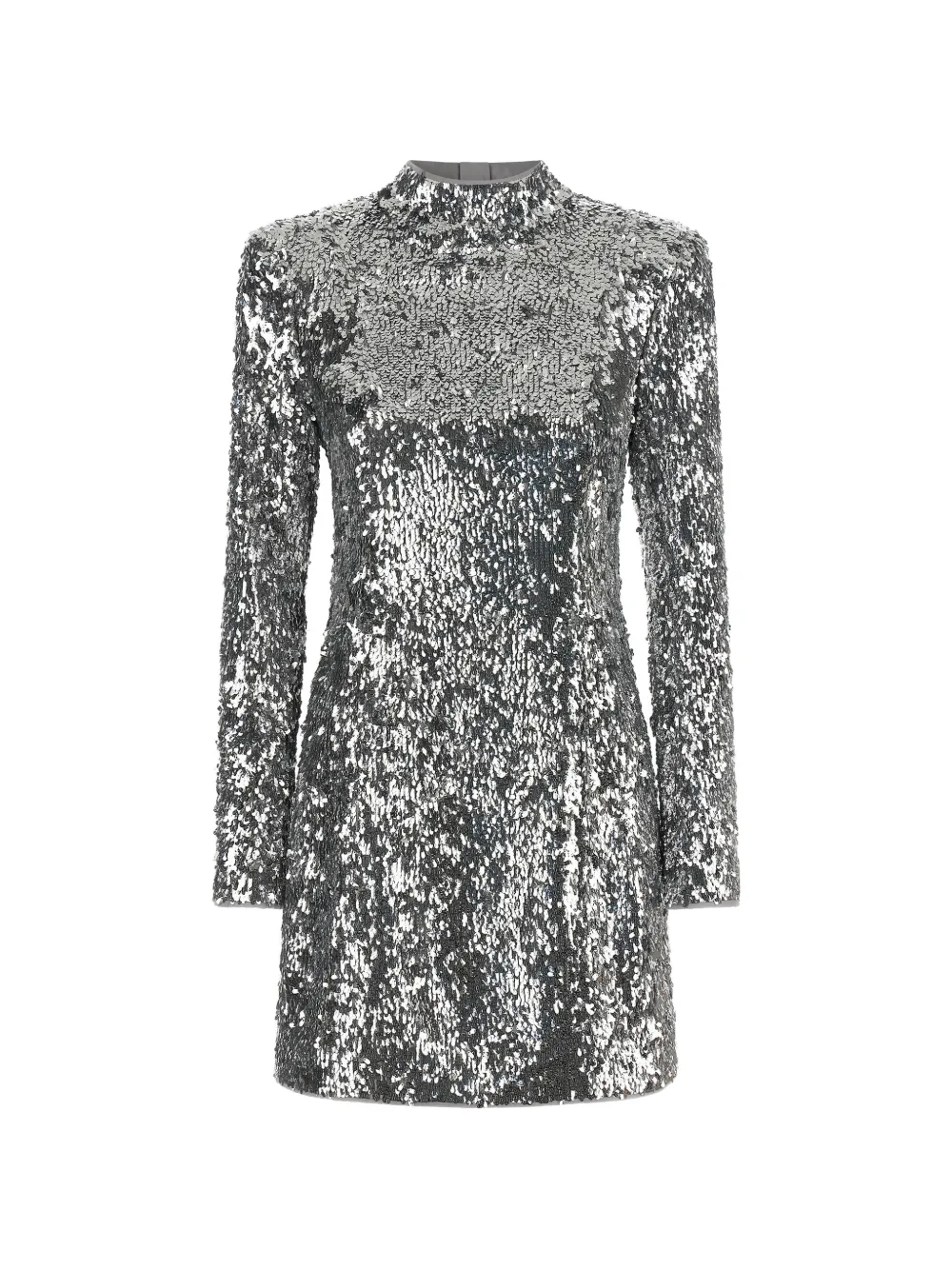 Balmain sequin-embellished structured-shoulder mini dress - Argento