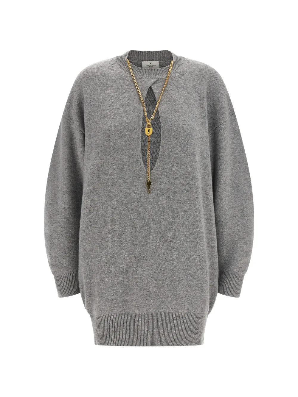 Elisabetta Franchi chain-embellished wool mini dress - Grau