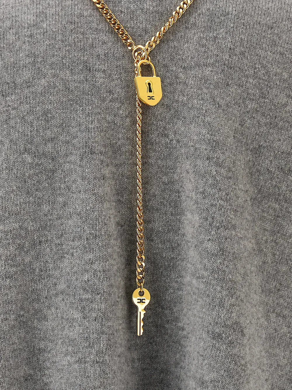 Elisabetta Franchi Wollen mini-jurk verfraaid met ketting Grijs