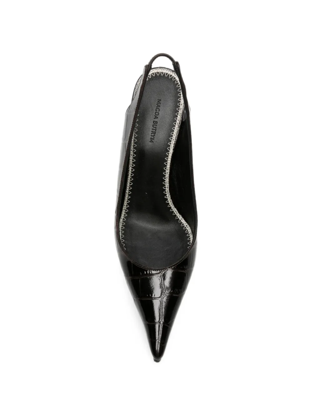Magda Butrym croc-effect slingback pumps Zwart