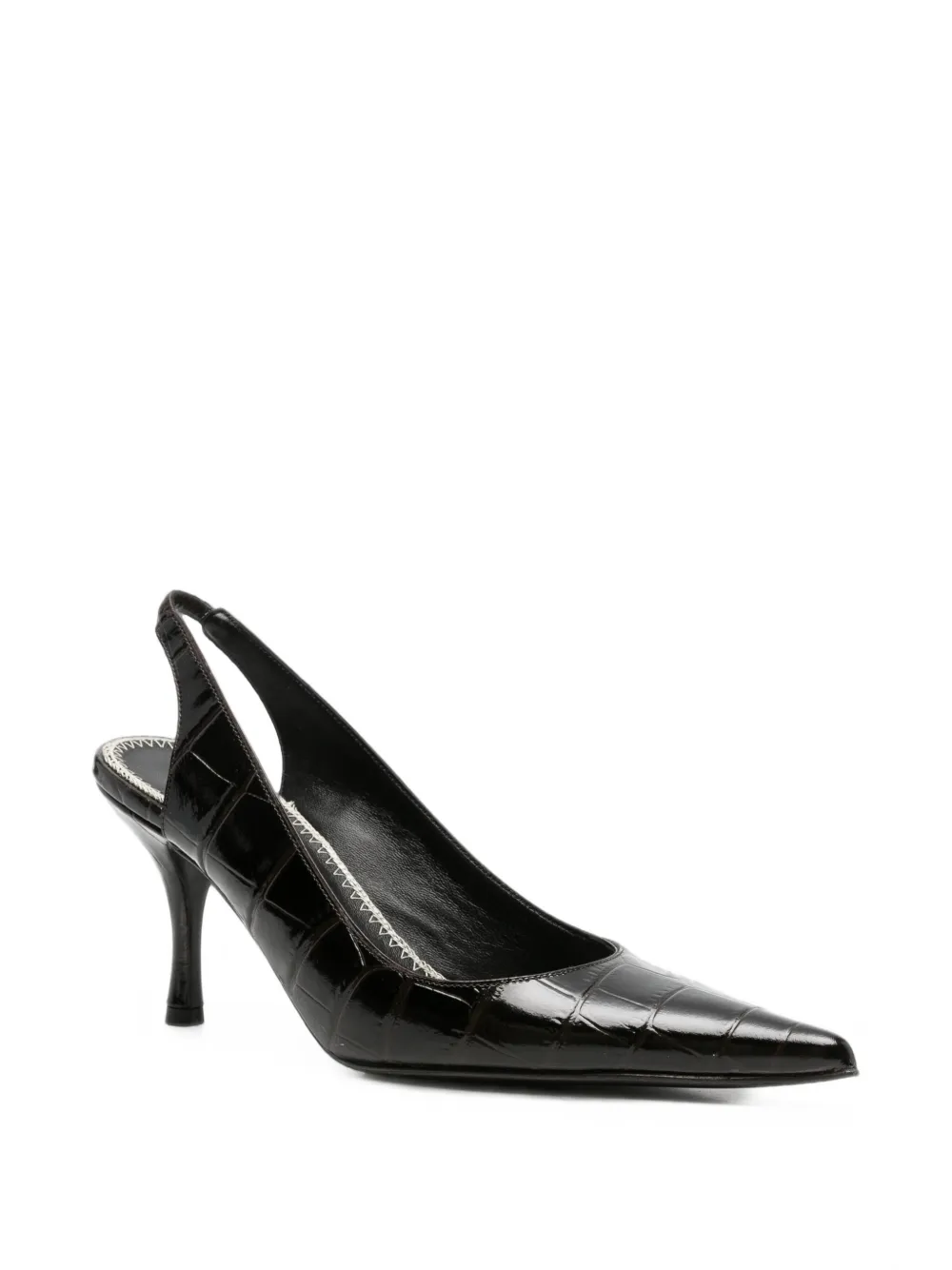 Magda Butrym croc-effect slingback pumps Zwart
