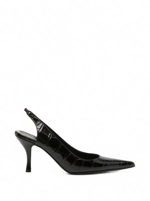 Magda Butrym Croc-effect Slingback Pumps in Black