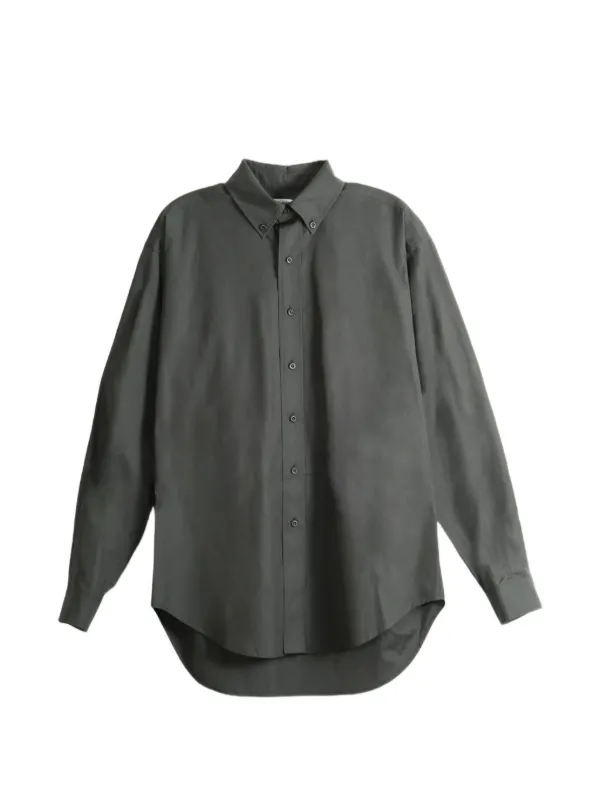 Rier Button-down Collar Poplin Shirt in Grey