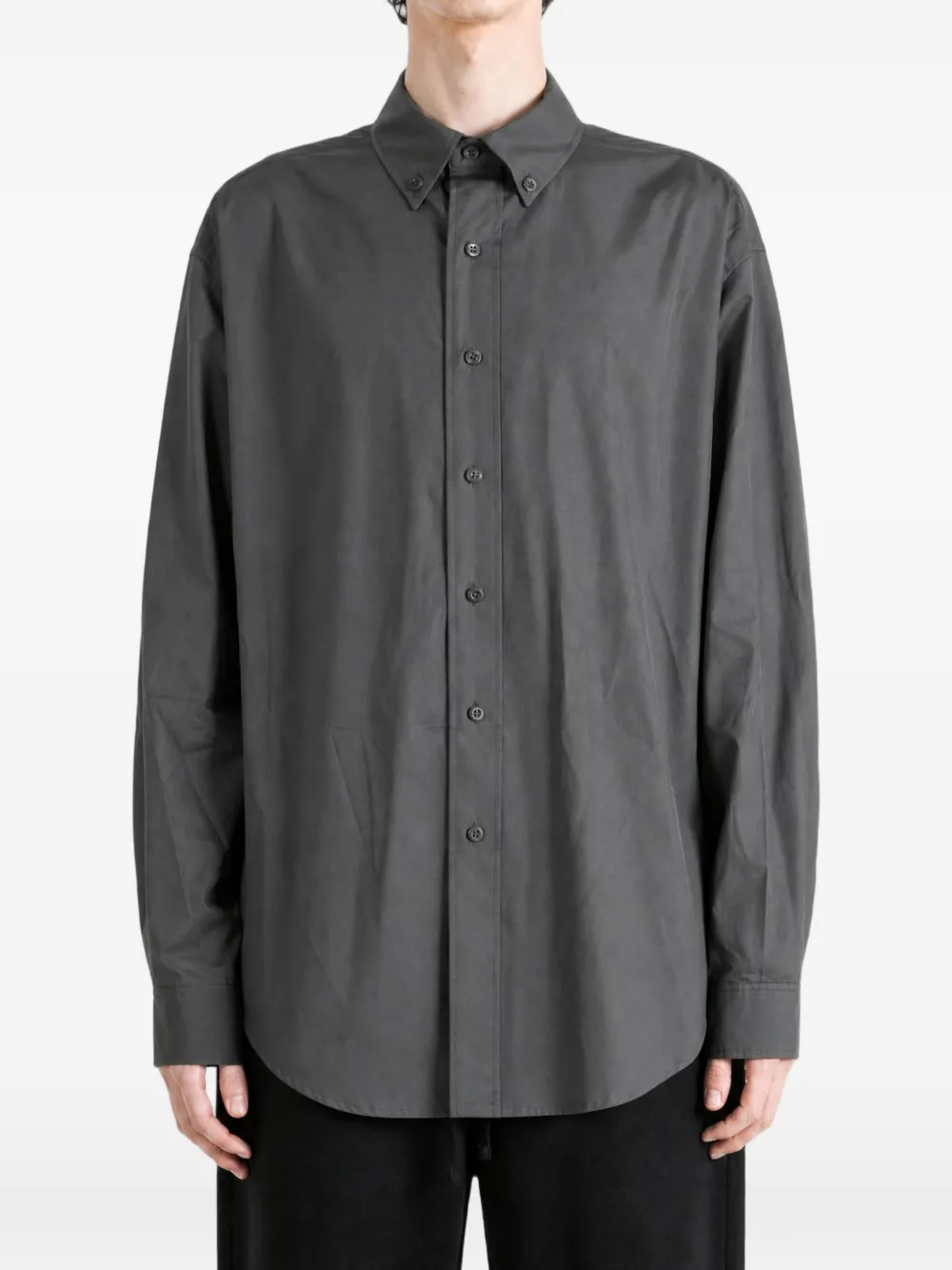 Rier Popeline shirt met kraag en knopen Grijs