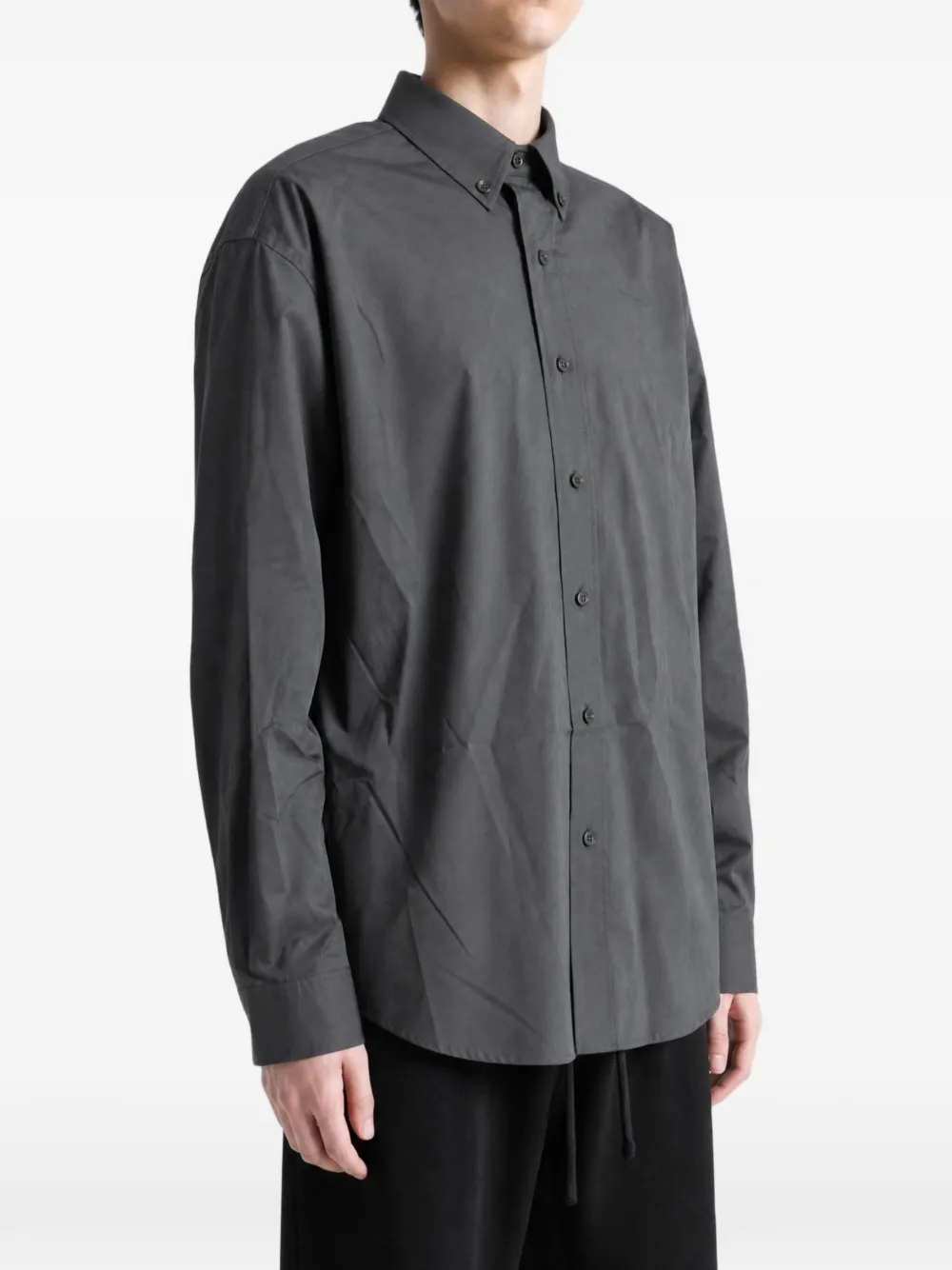 Rier Popeline shirt met kraag en knopen Grijs
