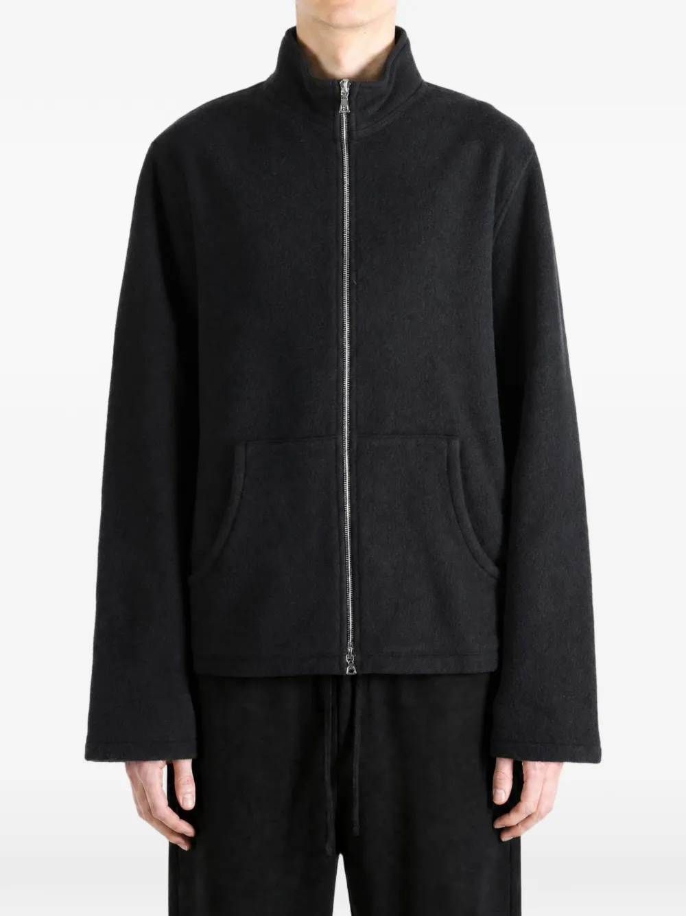 Rier Zip-up Fleece Sweatshirt in Black, view 2
