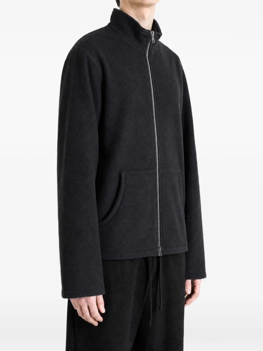 Rier Zip-up Fleece Sweatshirt in Black, view 3