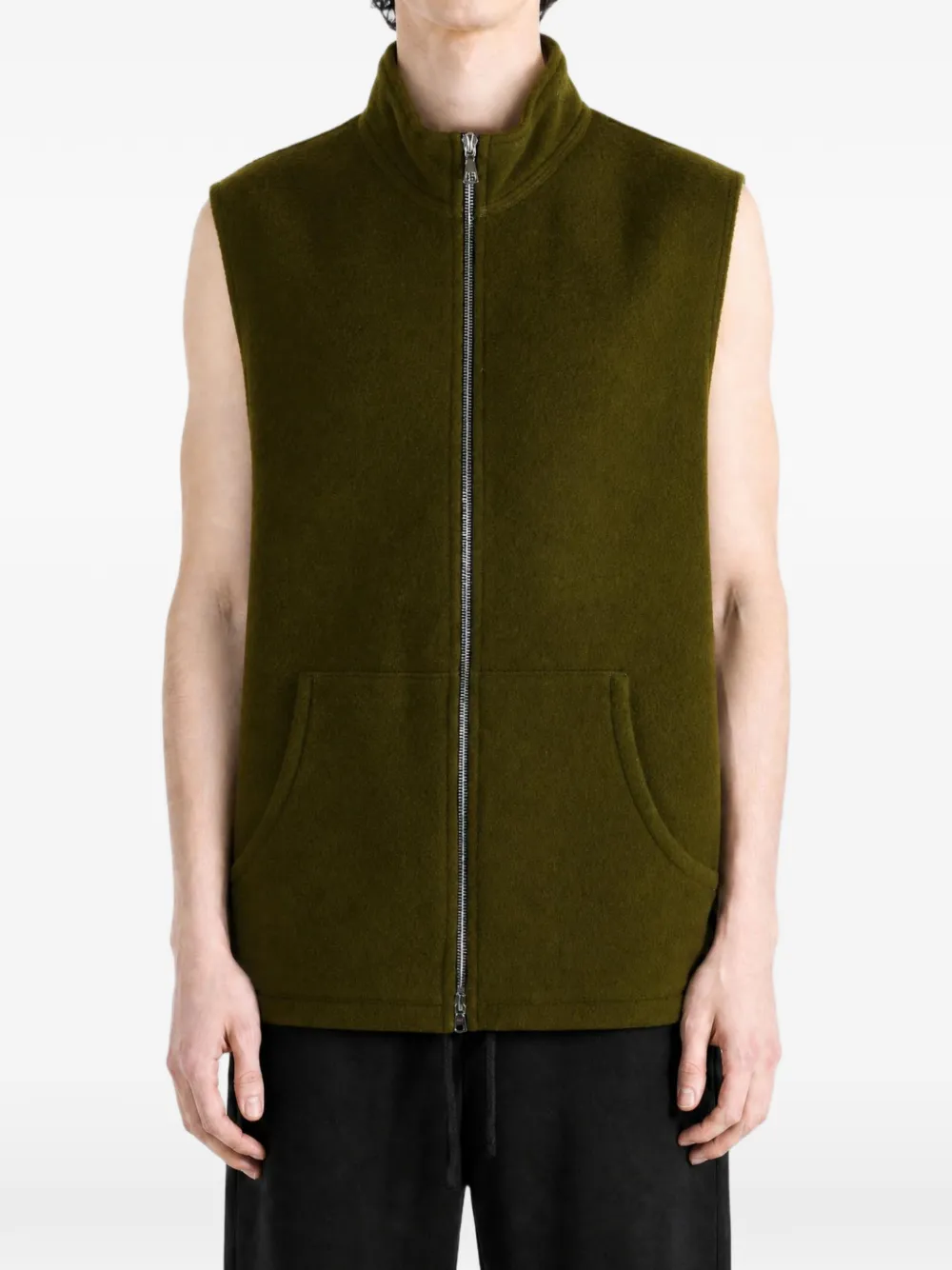 Rier Zip-up Fleece Gilet in Green, view 2