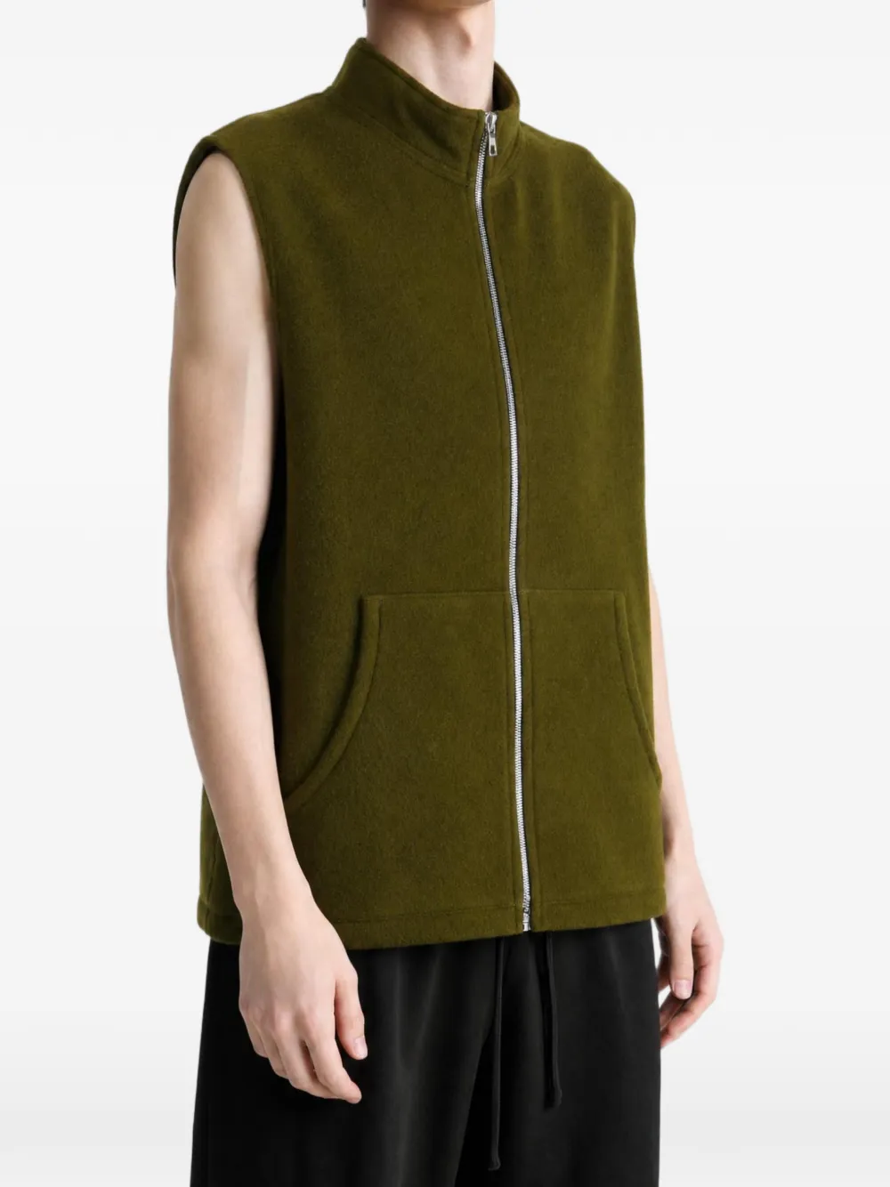 Rier Zip-up Fleece Gilet in Green, view 3