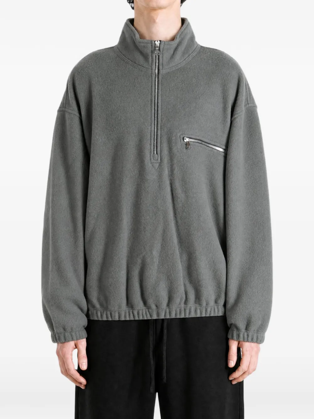 Rier Fleece sweater met kwart rits Grijs