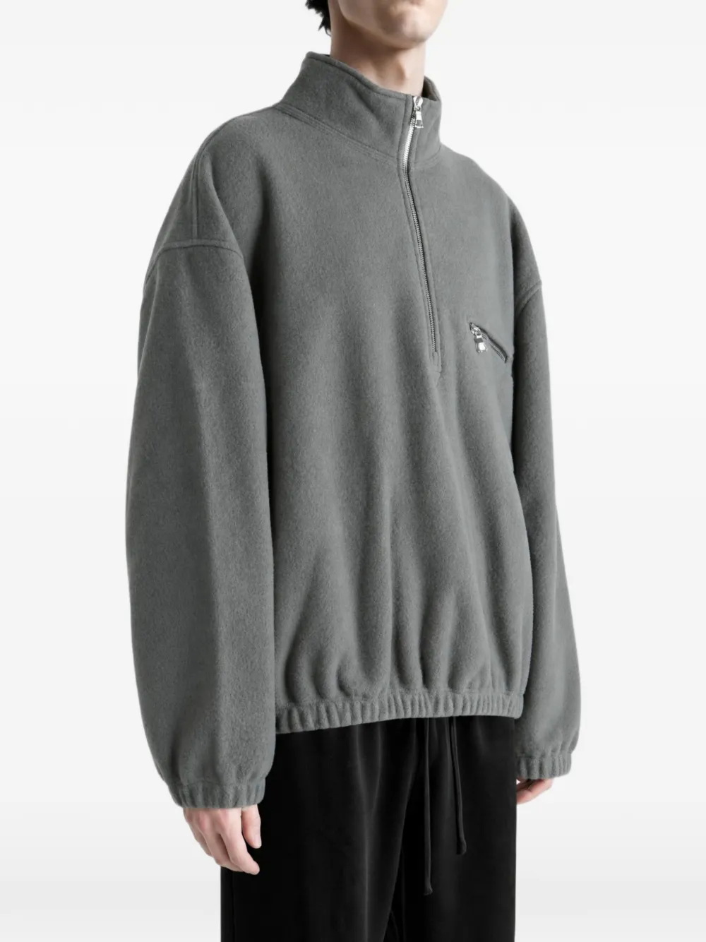 Rier Fleece sweater met kwart rits Grijs