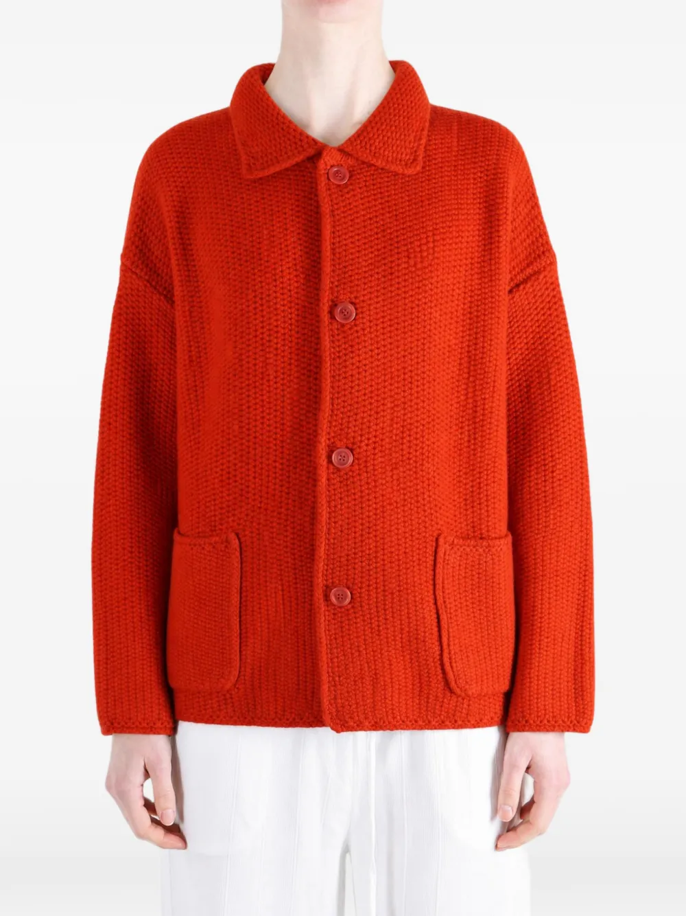 Casey Rover chunky gebreid vest Rood