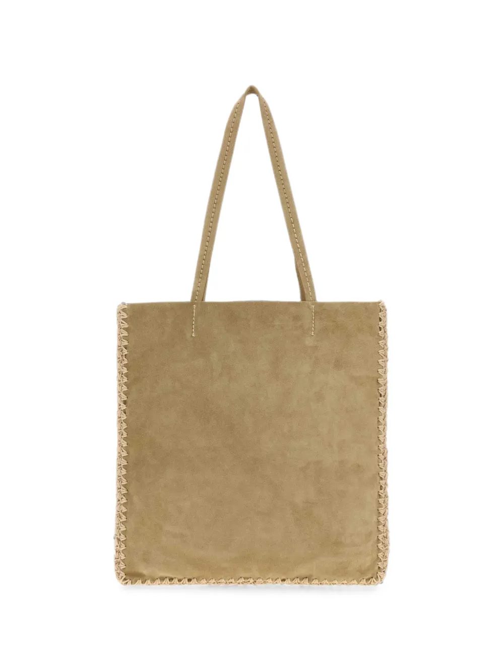 Prada Grote suède en gehaakte schoudertas Beige