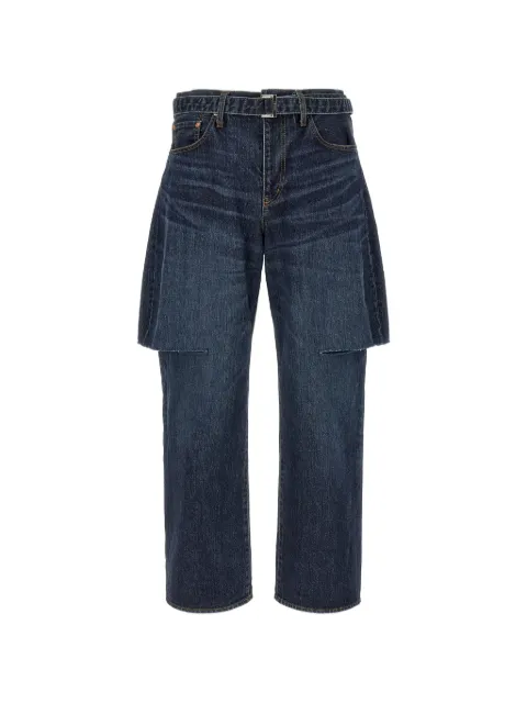 sacai belted straight-leg jeans