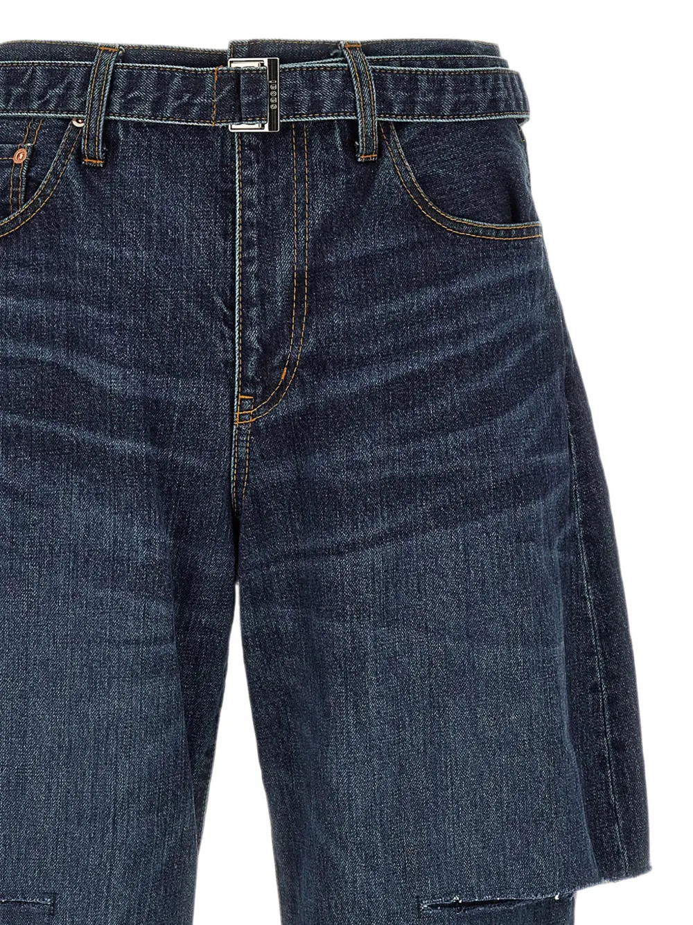 sacai Jeans met ceintuur Blauw