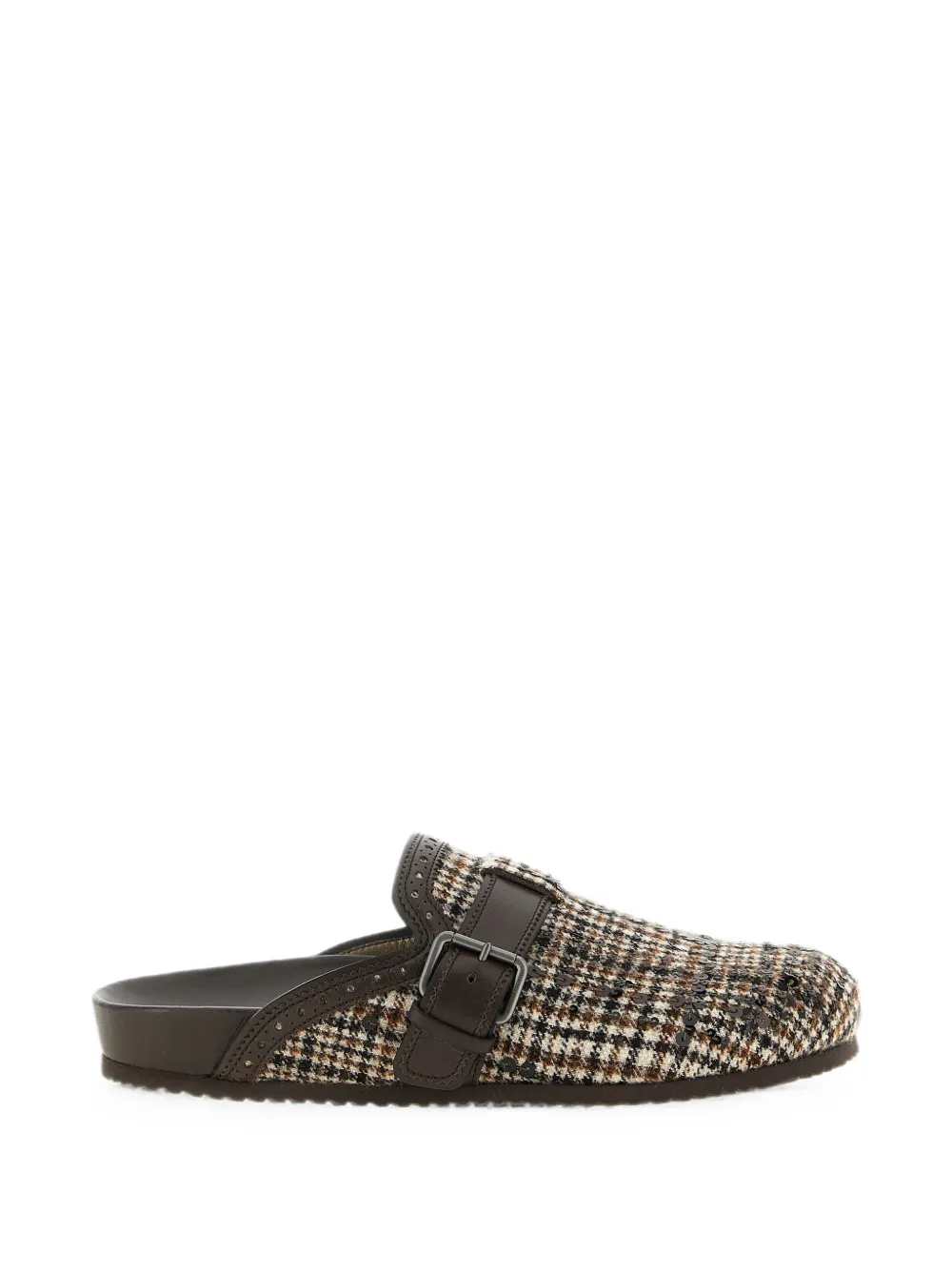 Brunello Cucinelli Dazzling houndstooth-pattern sequin-embellished mules Bruin