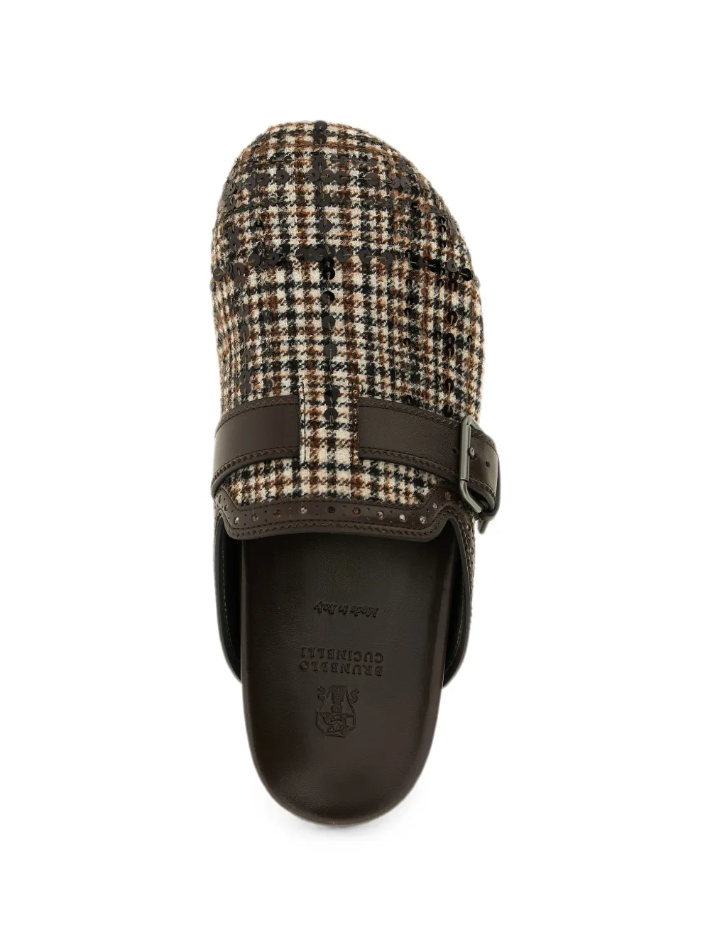 Brunello Cucinelli Dazzling houndstooth-pattern sequin-embellished mules Bruin