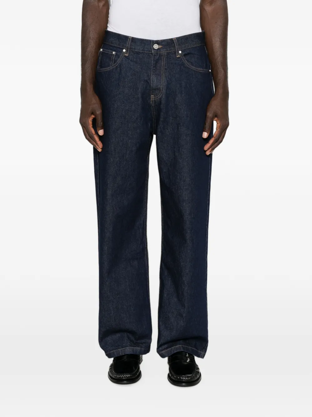 Arte Antwerp Jeans met geborduurd logo en riemlus Blauw