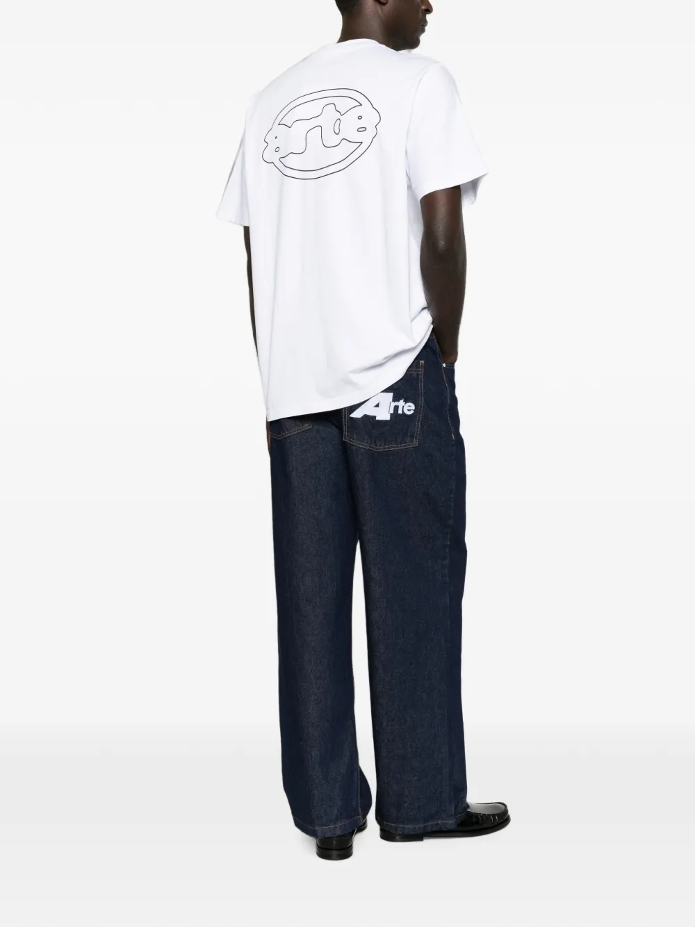 Arte Antwerp Jeans met geborduurd logo en riemlus Blauw