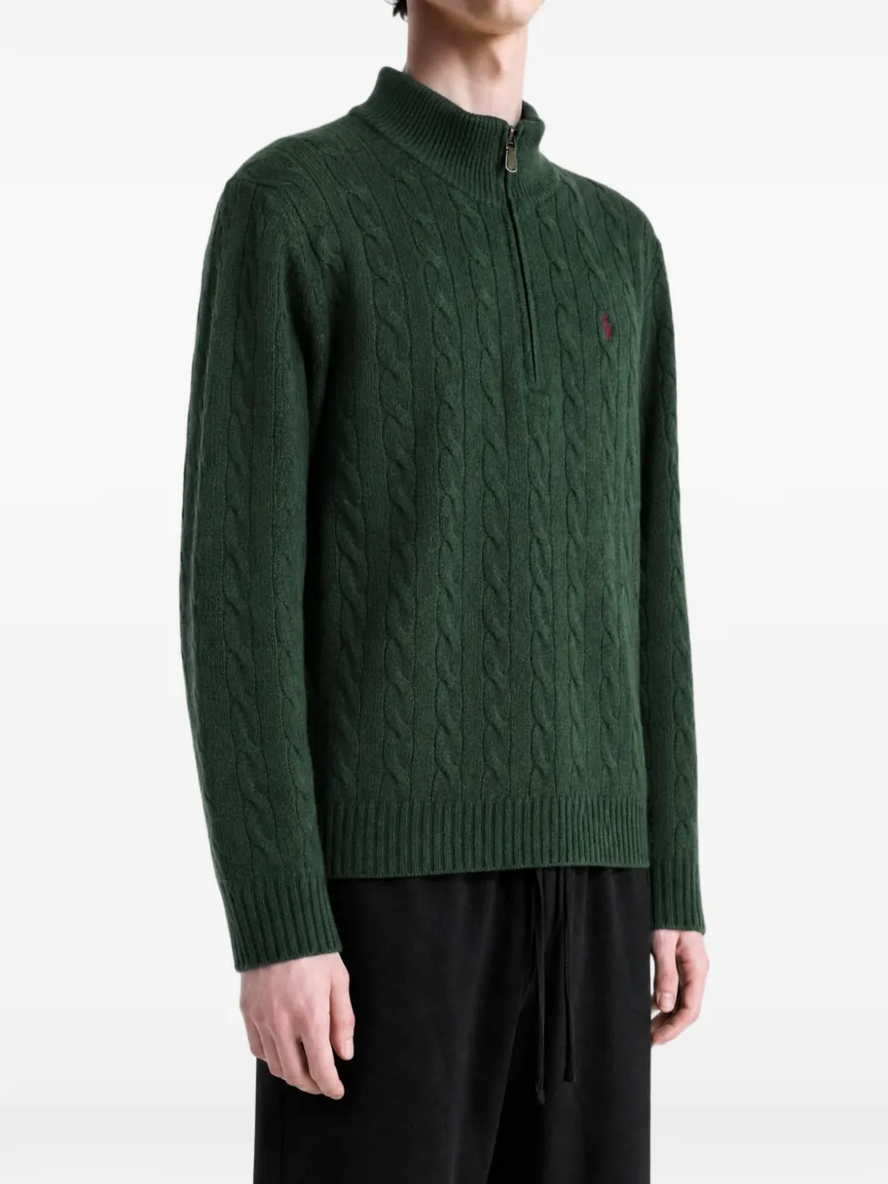 Polo Ralph Lauren Kabelgebreide trui met kwartrits Groen