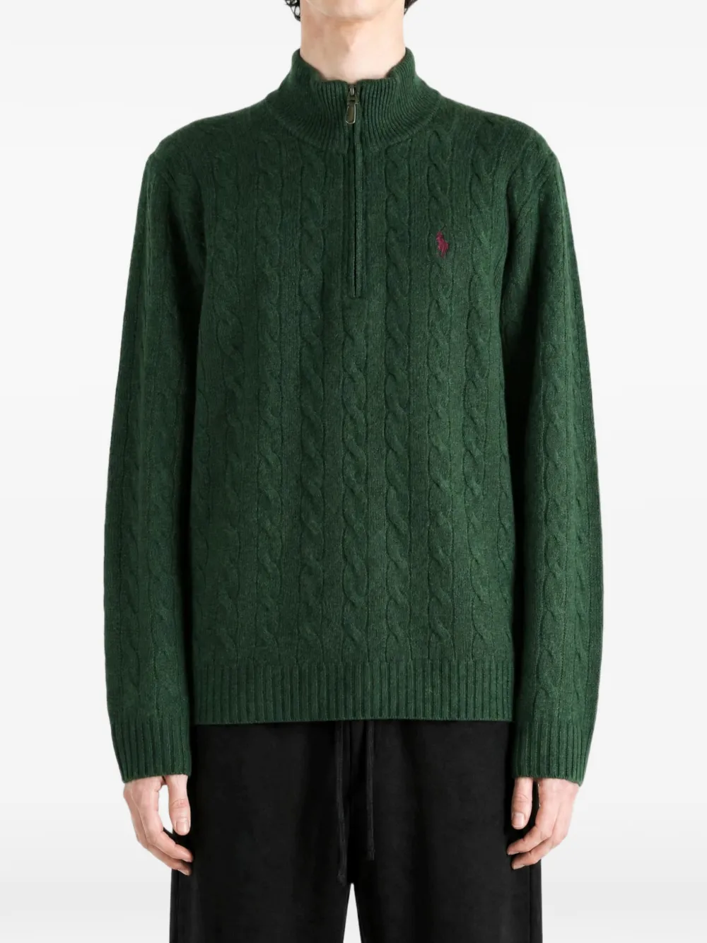 Polo Ralph Lauren Kabelgebreide trui met kwartrits Groen