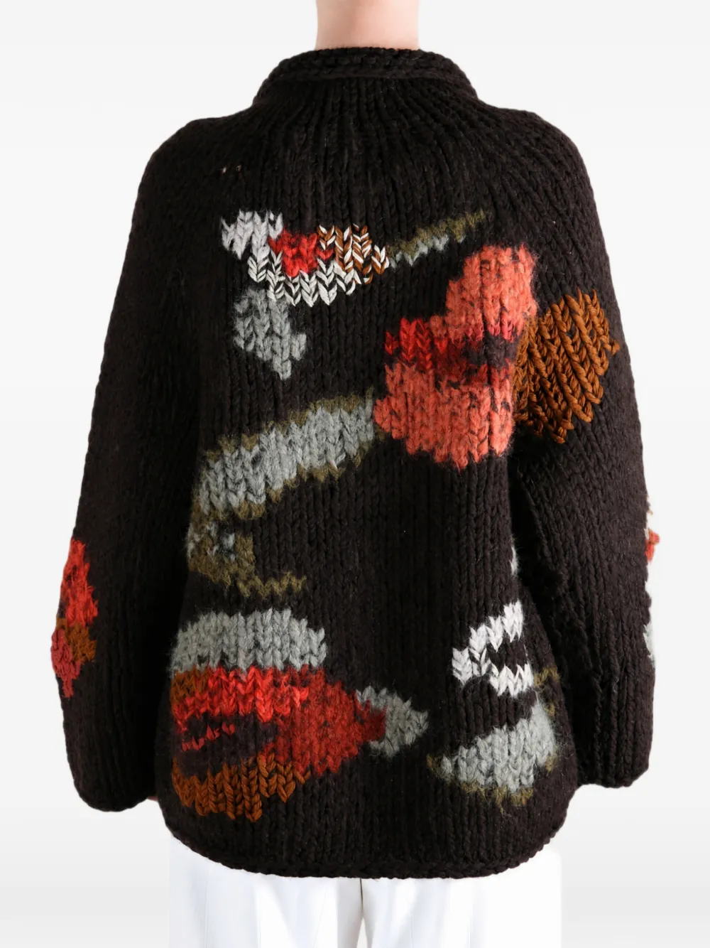 Casey Flora vest met bloemen-intarsia Bruin