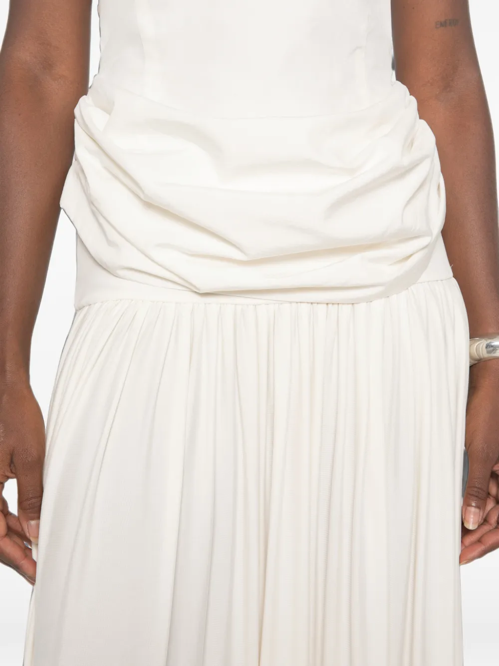 Magda Butrym Gedrapeerde blouse met kapmouwen Beige