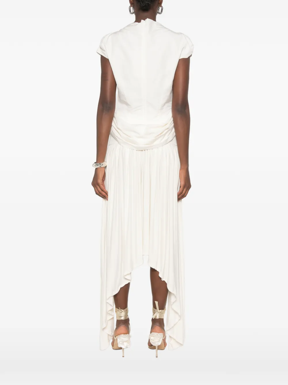 Magda Butrym Gedrapeerde blouse met kapmouwen Beige