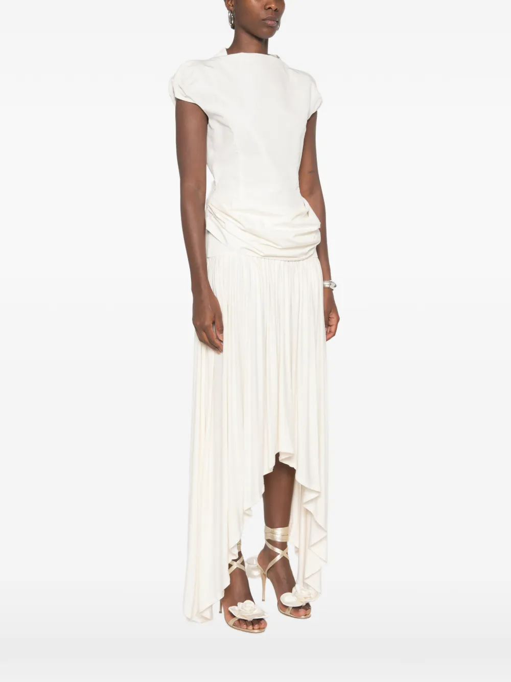 Magda Butrym Gedrapeerde blouse met kapmouwen Beige