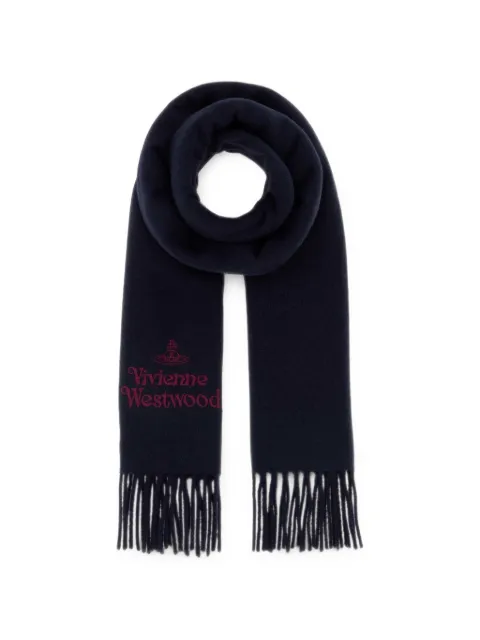 Vivienne Westwood logo-embroidered fringed scarf