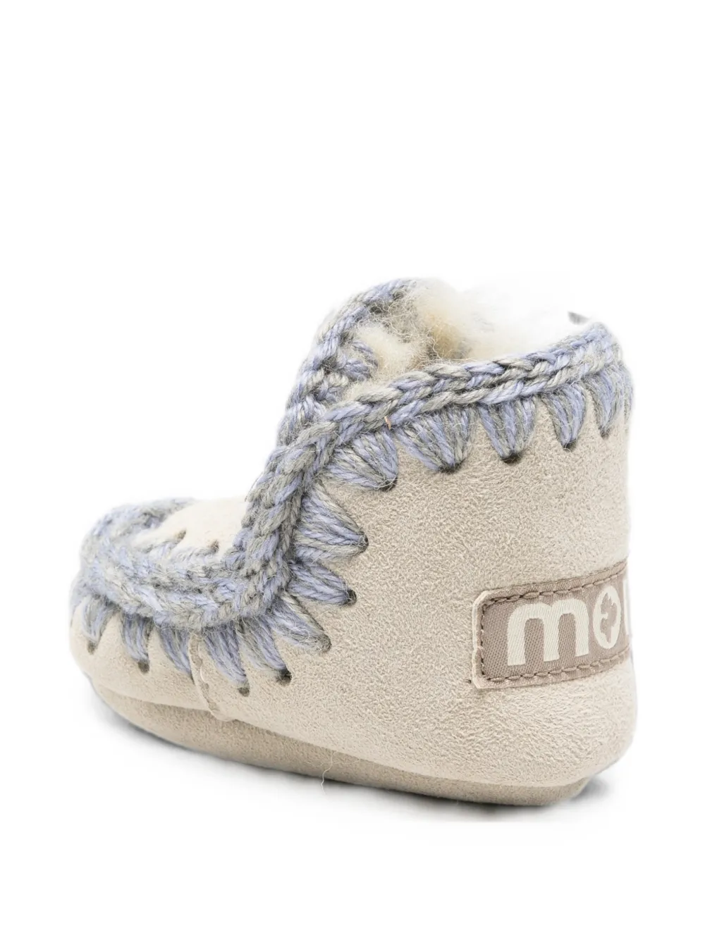 Mou Kids crochet-trim sheepskin boots Beige
