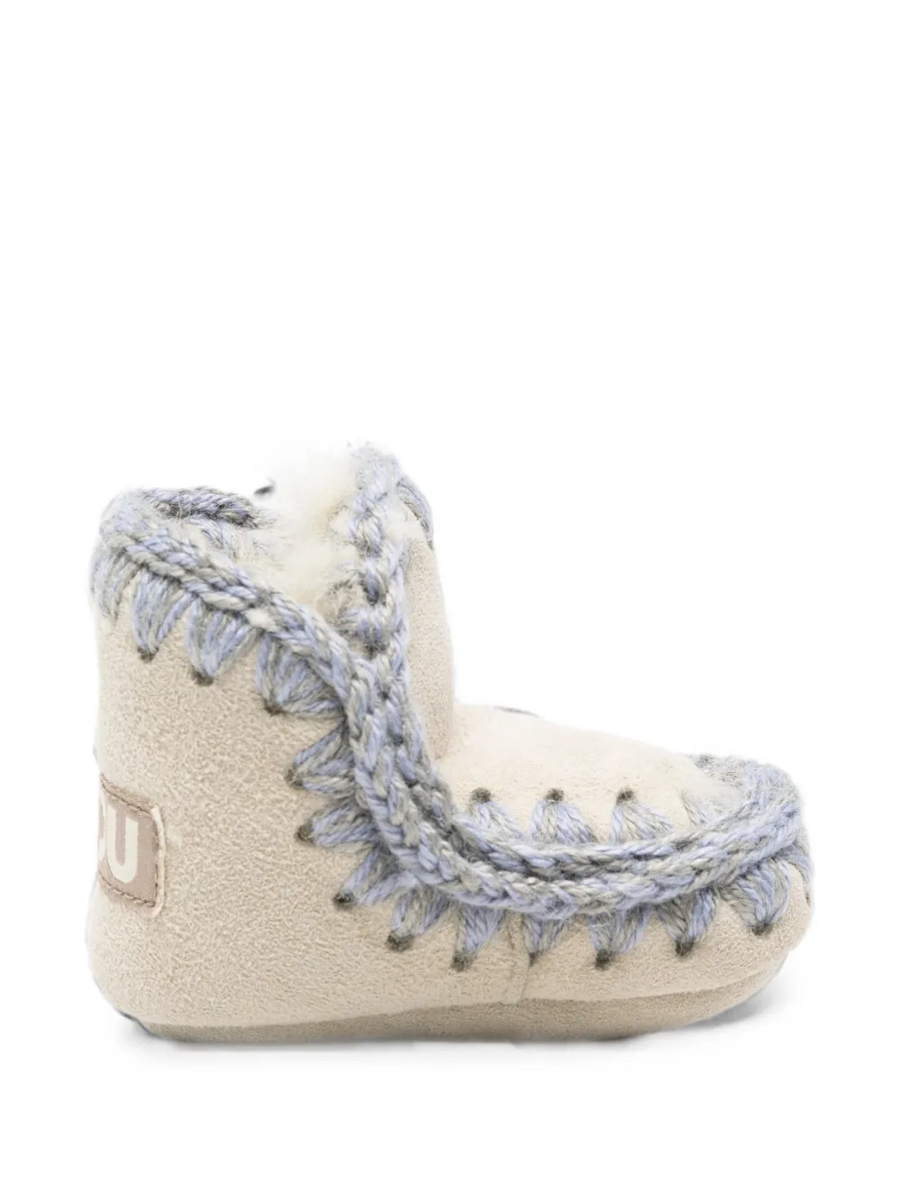 Mou Kids crochet-trim sheepskin boots Beige