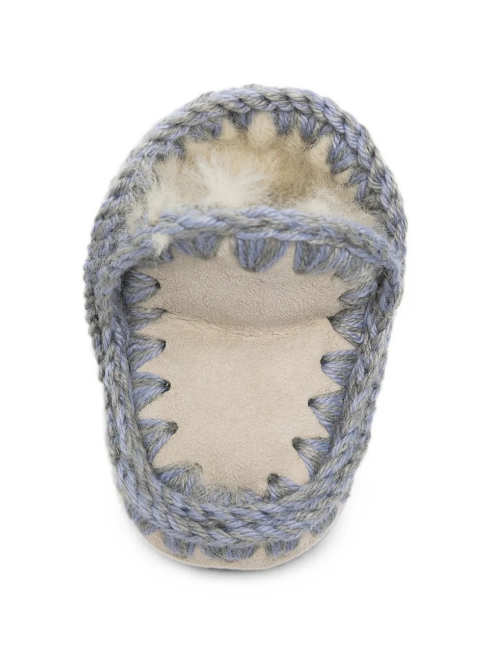 Mou Kids crochet-trim sheepskin boots Beige