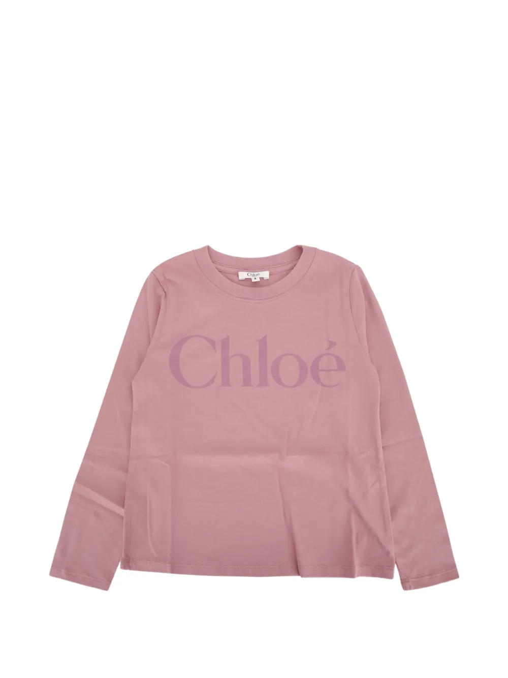 Chloé Kids logo-print long-sleeve T-shirt - Rosa