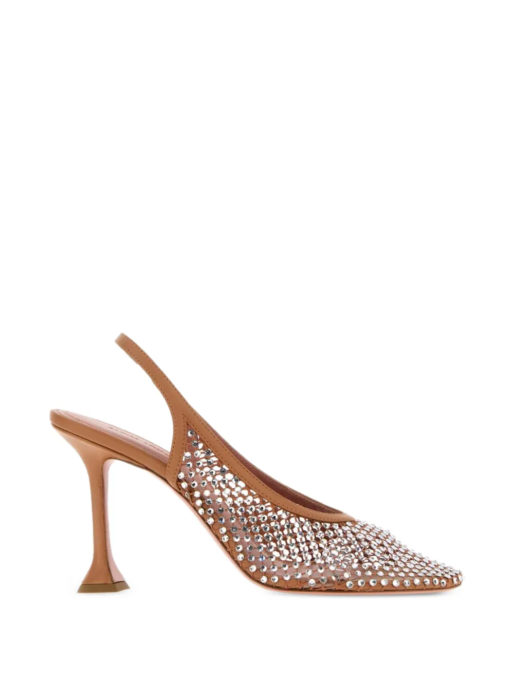 Amina Muaddi Dolly net sling 95 latte nappa and white crystals Beige