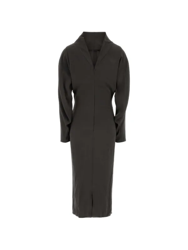 Giorgio Armani Stretch-crepe V-back Midi Dress in Grey