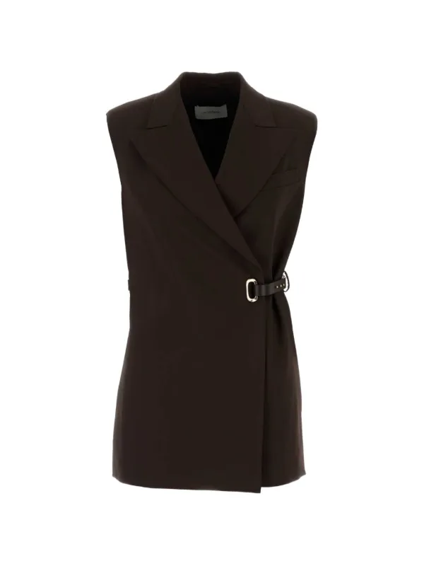 Sportmax Gettone Belted Vest in Brown