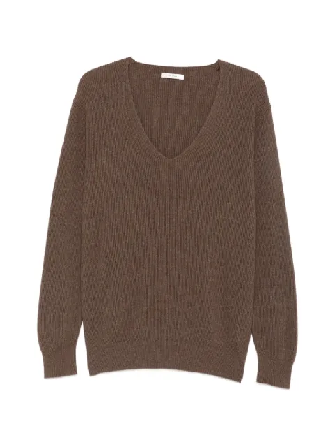 The Row jersey de canalé con cuello en V